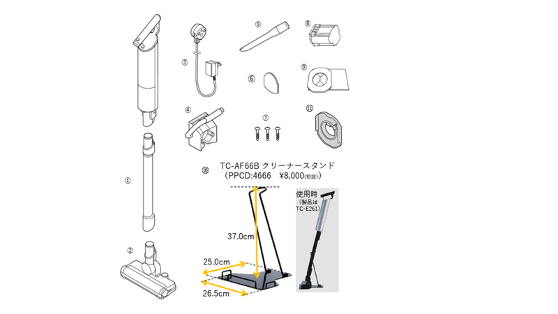 TC-E263 コードレススティック型クリーナー アフターパーツ TC-E263 コードレススティック型クリーナー アフターパーツ